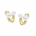 Gold Toned Contemporary Pearls Studs Earrings