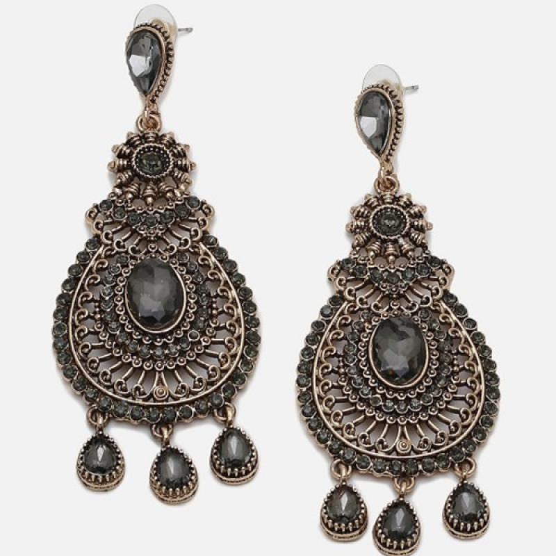 Black Contemporary Drop Earrings